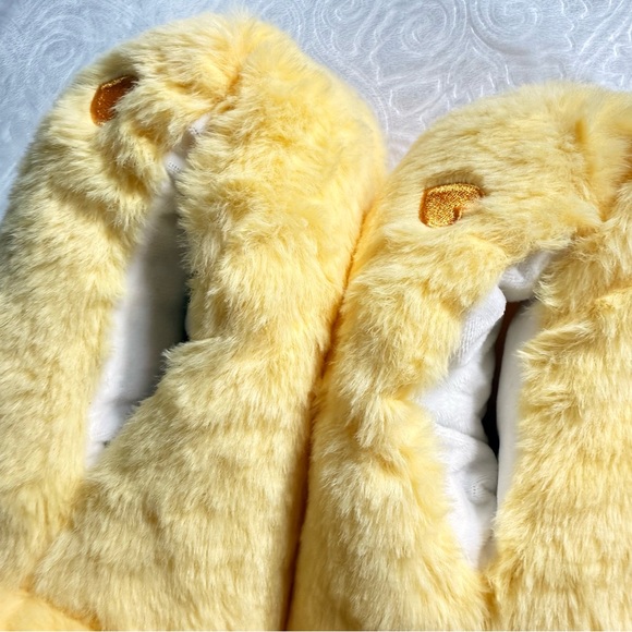 Care Bears Yellow Plush Slippers Cozy Teddy Bear Face NWT - Picture 6 of 7
